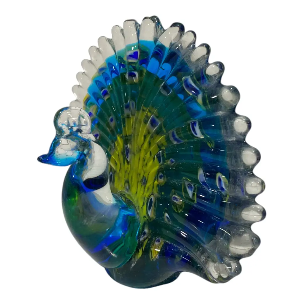 PAVO REAL DE VIDRIO TIPO MURANO 18X8X16CM