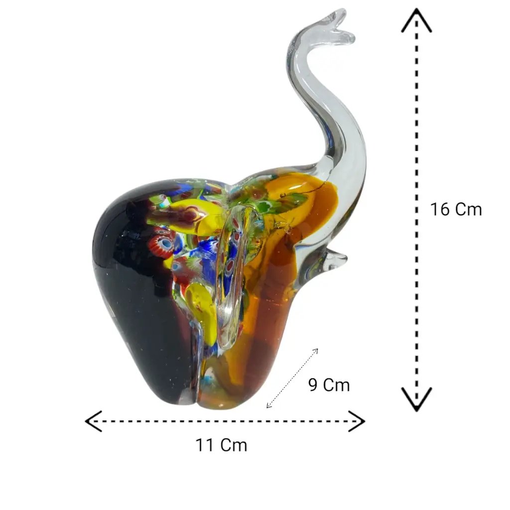 ELEFANTE DE VIDRIO TIPO MURANO 11X9X16CM