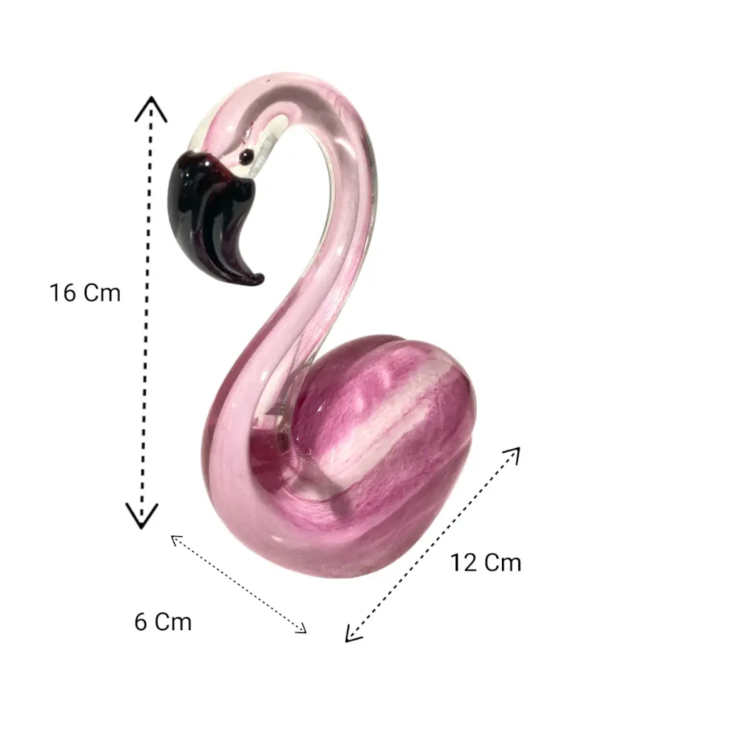 FLAMINGO DE VIDRIO TIPO MURANO 12X6X16CM