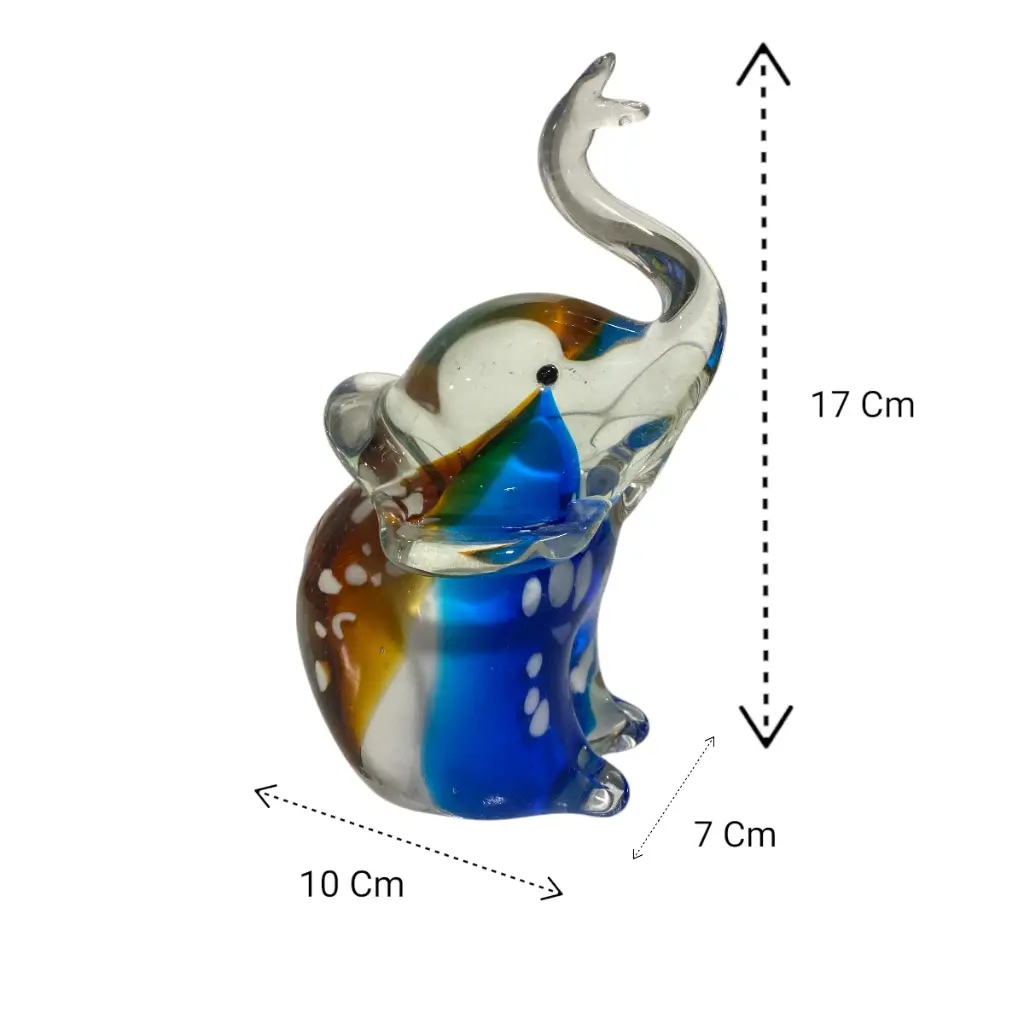 ELEFANTE DE VIDRIO TIPO MURANO 10X7X17CM