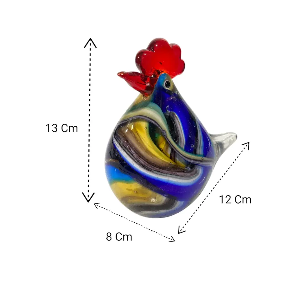 GALLINA DE VIDRIO TIPO MURANO 12X8X13CM