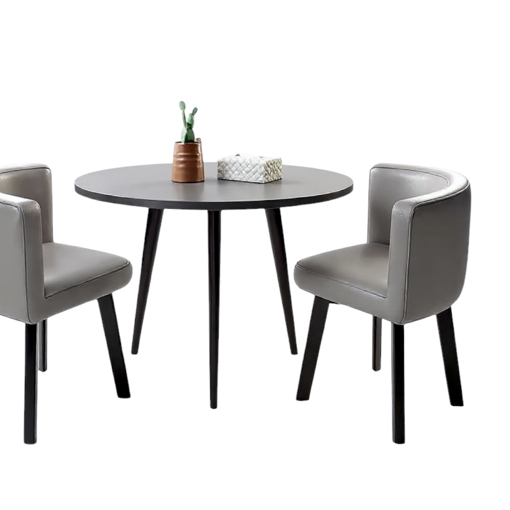 JUEGO DE COMEDOR 4 SILLAS MATERIAL: CUERO 90X90X75CM