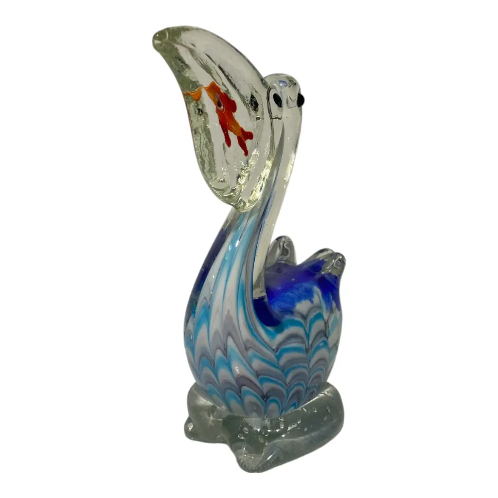 PELICANO DE VIDRIO TIPO MURANO 15X8X19CM