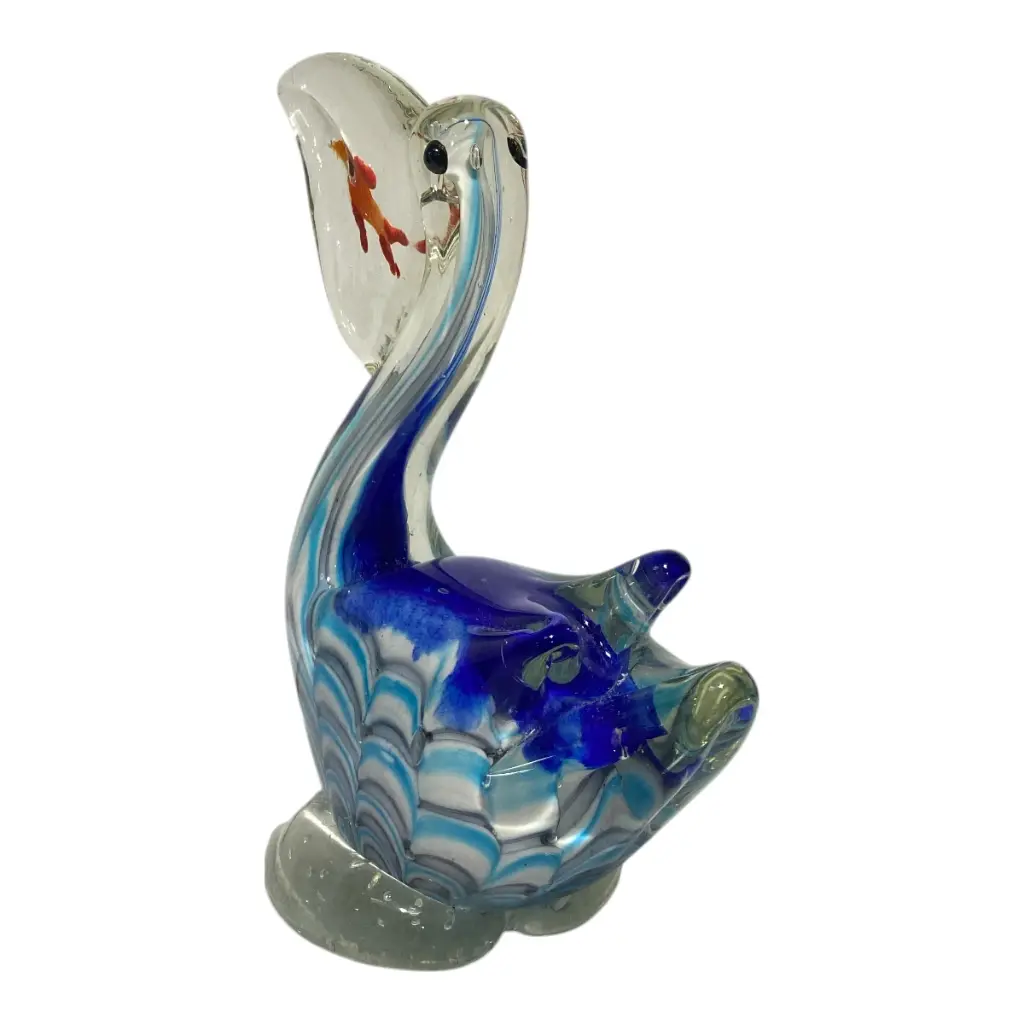 PELICANO DE VIDRIO TIPO MURANO 15X8X19CM