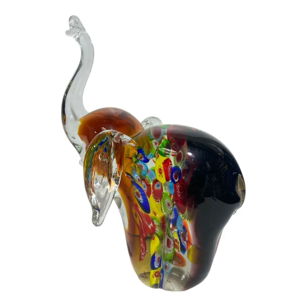 ELEFANTE DE VIDRIO TIPO MURANO 14X11X19CM