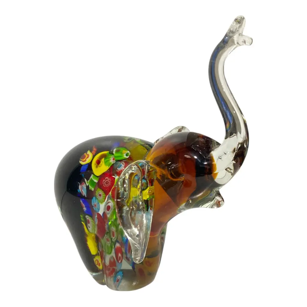 ELEFANTE DE VIDRIO TIPO MURANO 14X11X19CM
