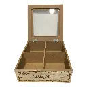 CAJA PARA TE DE MADERA/VIDRIO 18X18X7CM