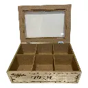 CAJA PARA TE DE MADERA/VIDRIO 18X18X7CM
