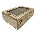 CAJA PARA TE DE MADERA/VIDRIO 18X18X7CM