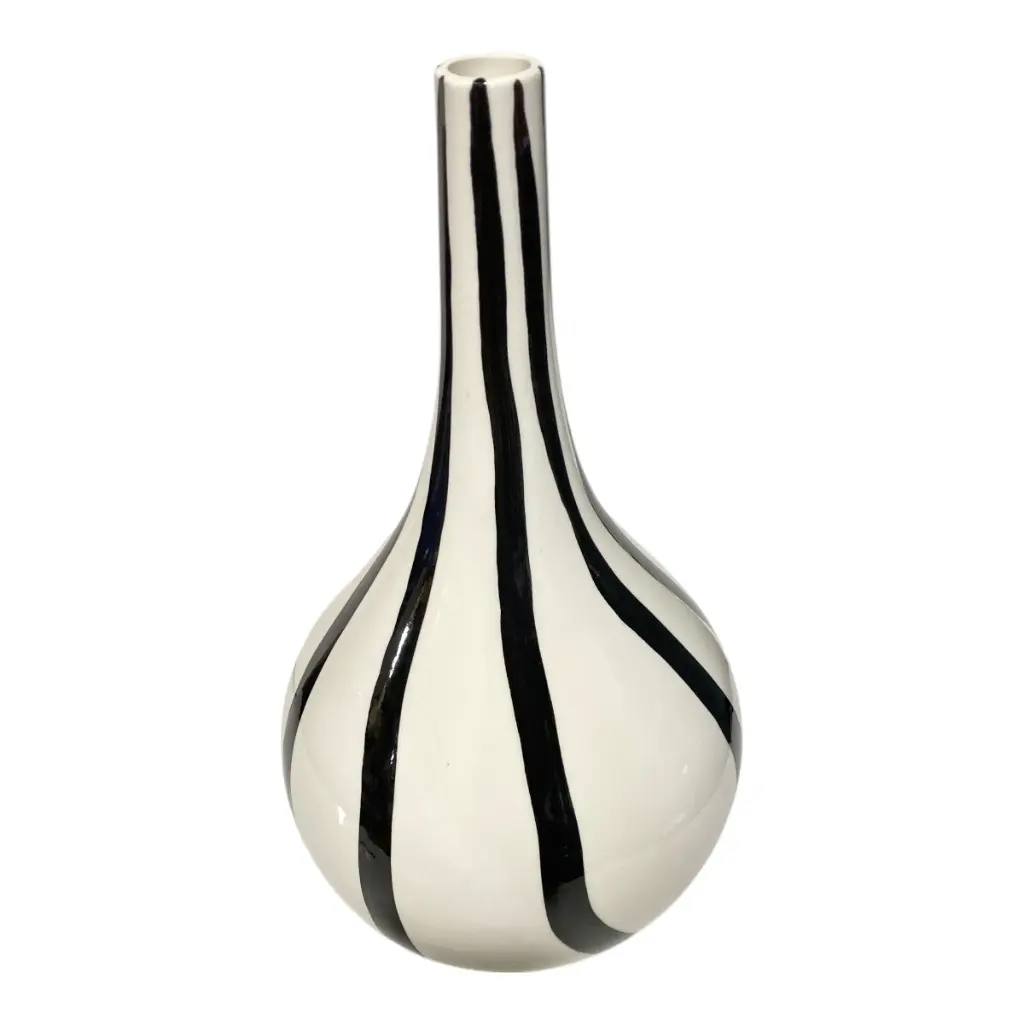 FLORERO DE PORCELANA BLANCO/NEGRO Ø17CM X 27CM ALTO