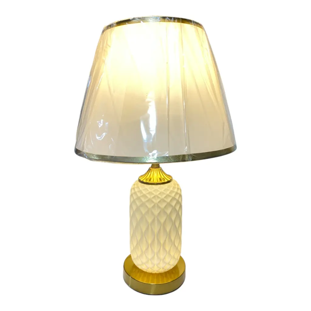 LAMPARA DE MESA DORADA/CREMA 23X37CM