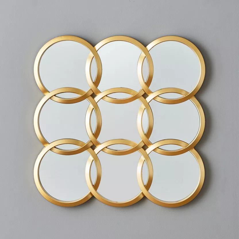 ESPEJO DE PARED CUADRADO DORADO REF:ES21447-45*45CM