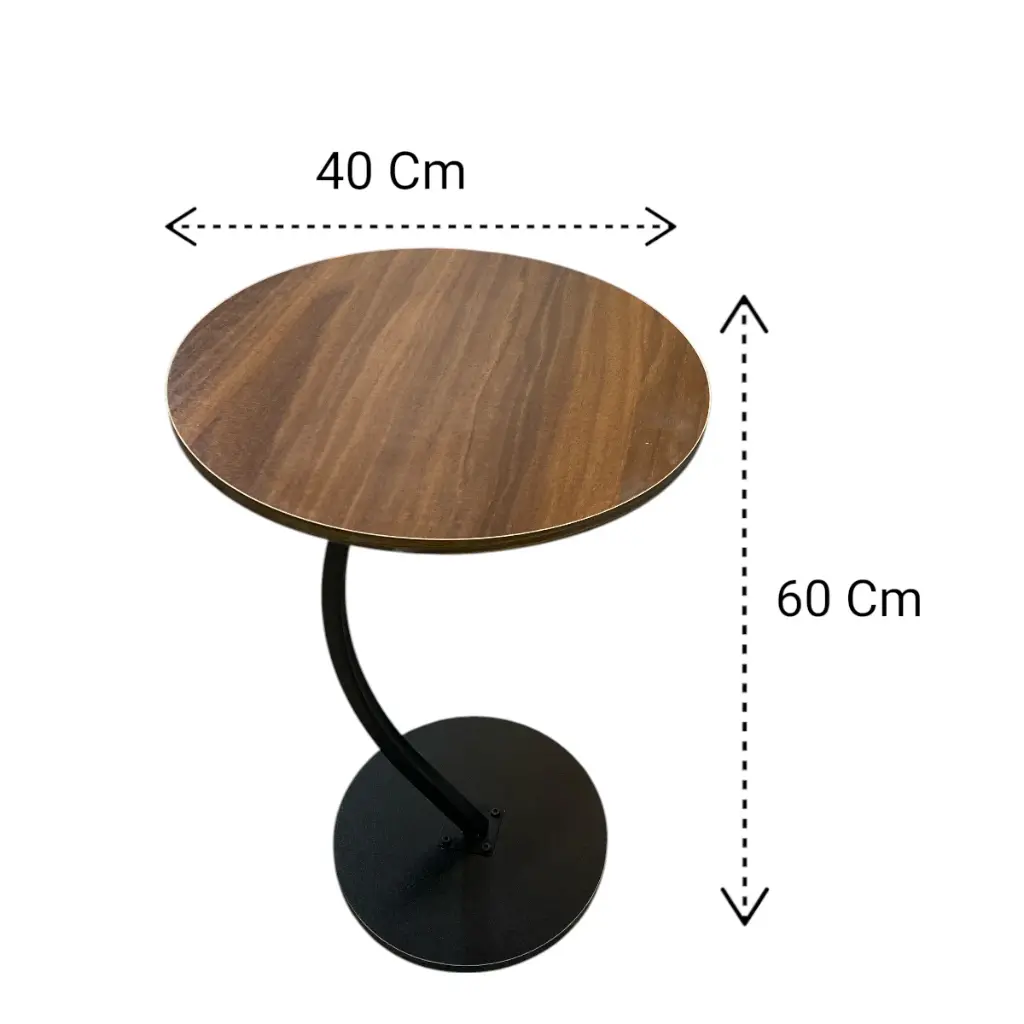 MESA METALICO MADERADO REDONDA 60X40CM