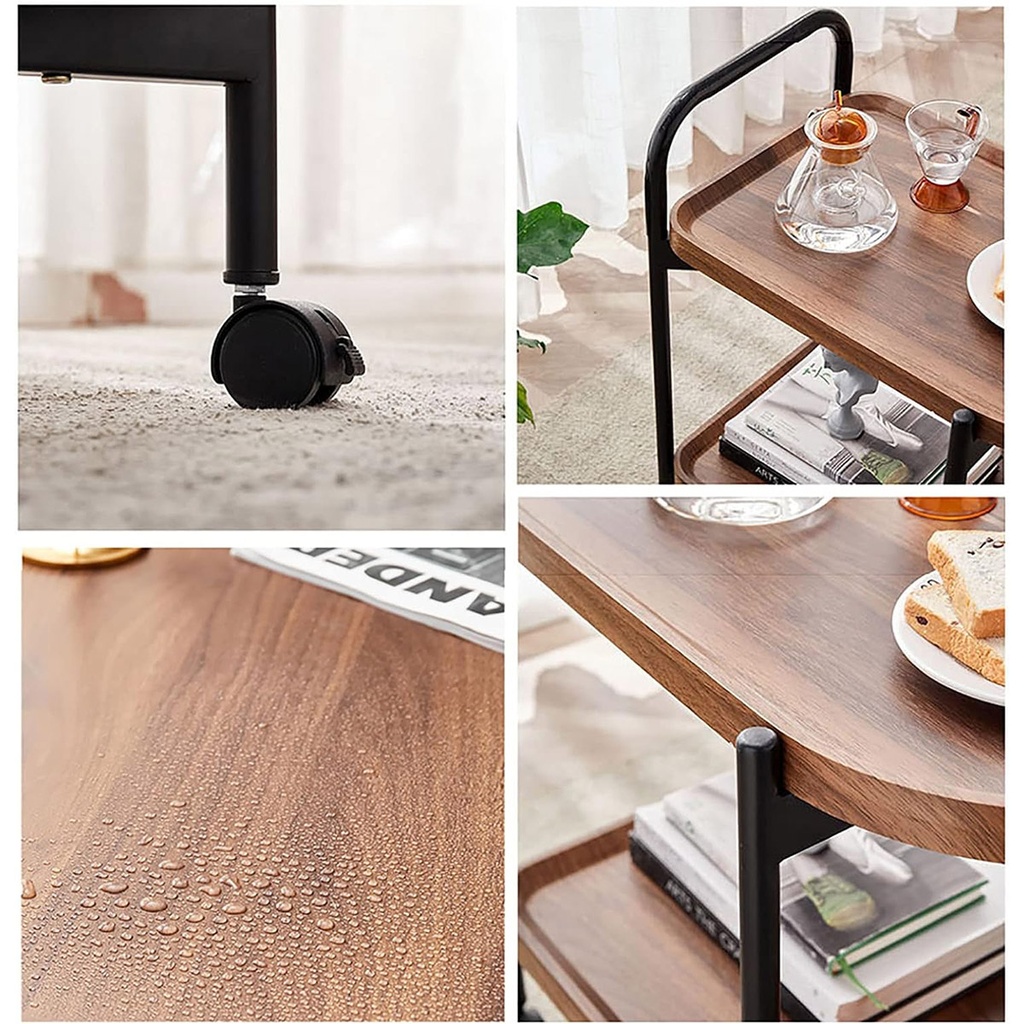 MESA METALICA TEXTURA MADERA BAR   2 PISOS  65X35X60 CM