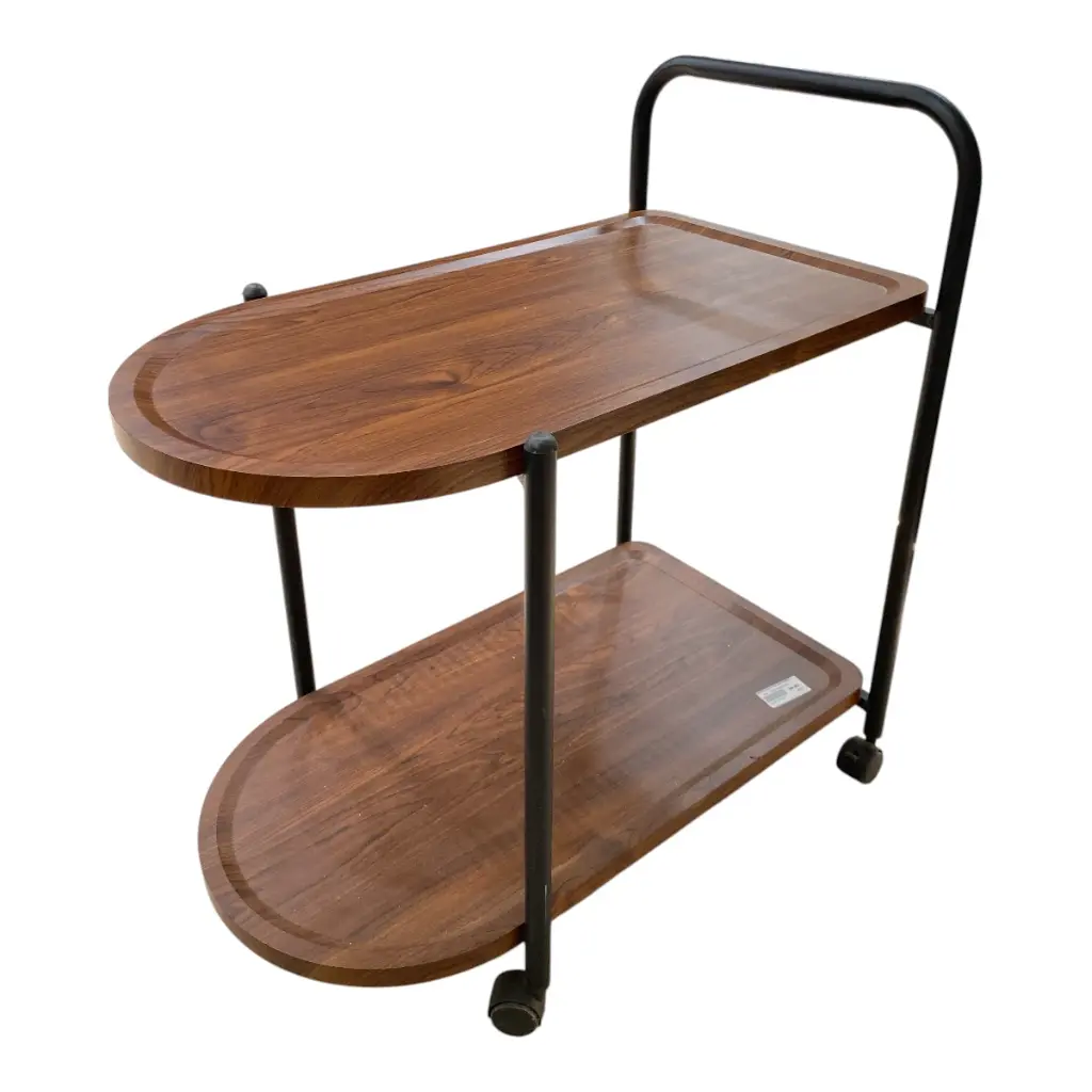 MESA METALICA TEXTURA MADERA BAR   2 PISOS  65X35X60 CM