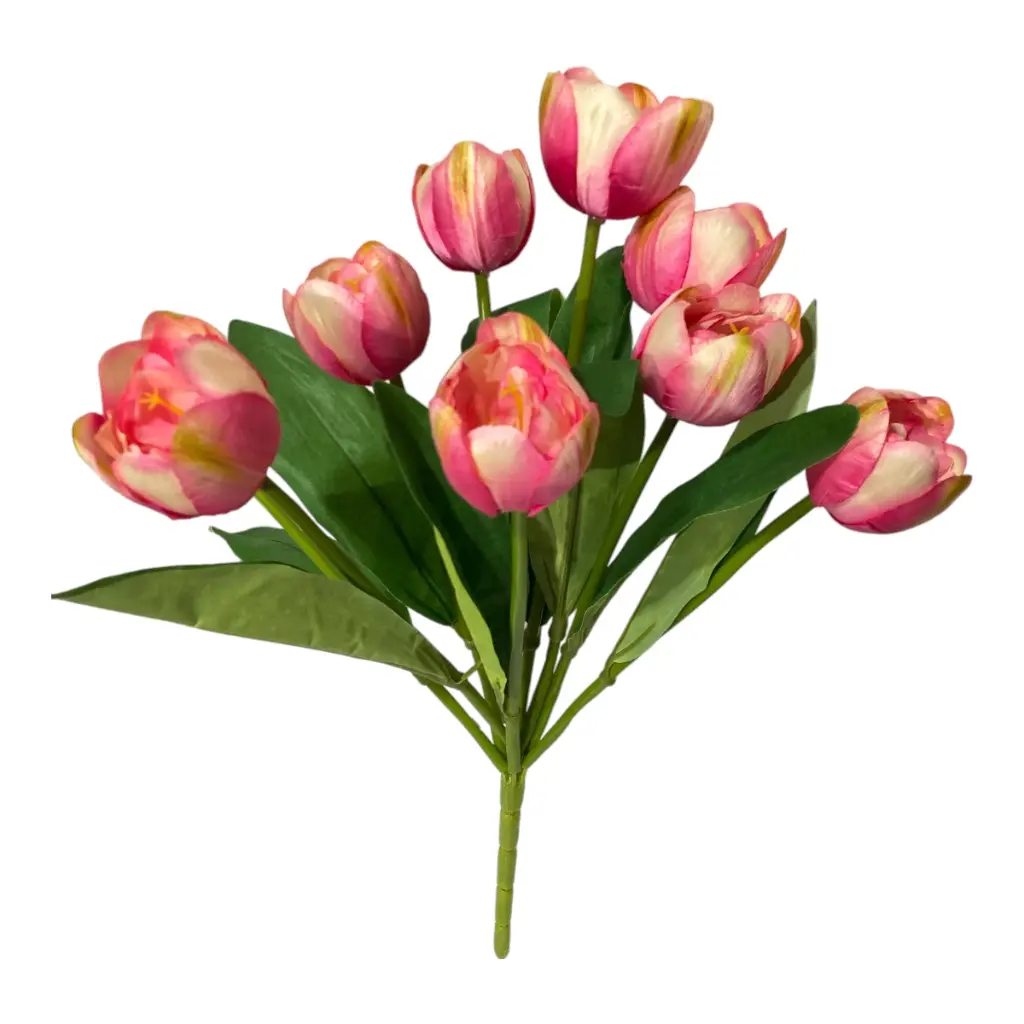 RAMO ARTF. TULIPAN ROSADO 9 BOTNES  44CM