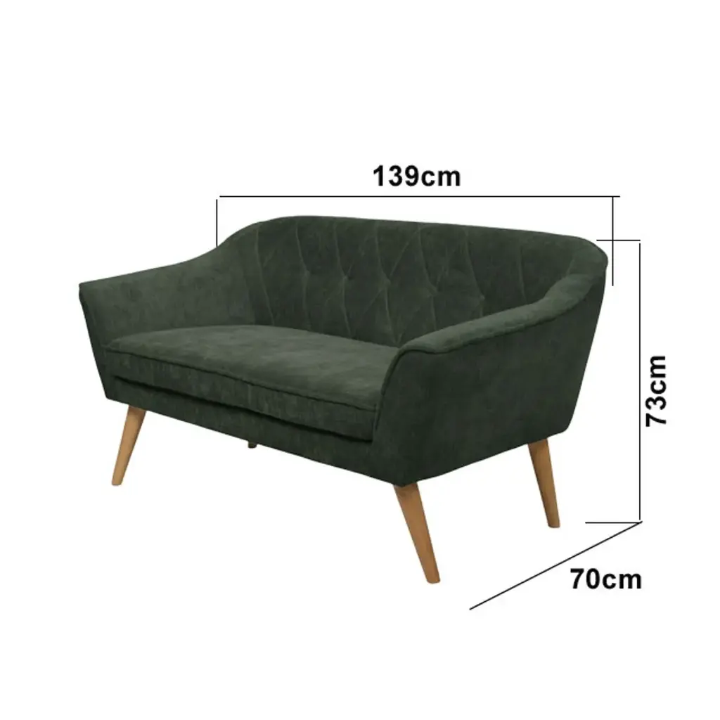 Sofa mad. Eucalipto color verde Ref:JH2101-2S \ F7030-11 (140x74x75cm)