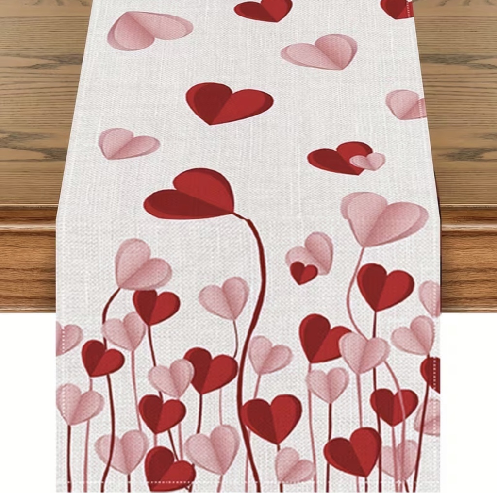 CAMINO DE MESA DE LINO CORAZON 33X183CM