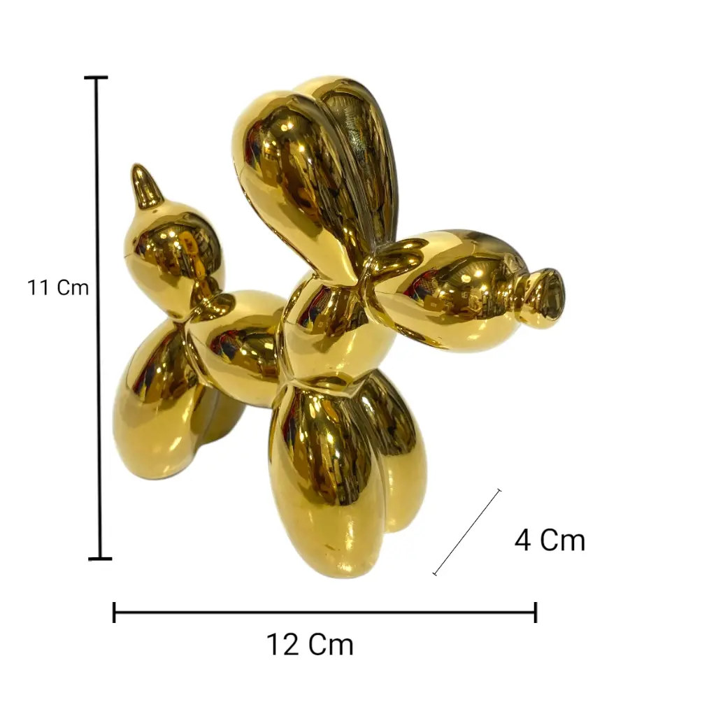 ADORNO PERRO GLOBOS DORO DE CERAMICA 12X4X11CM