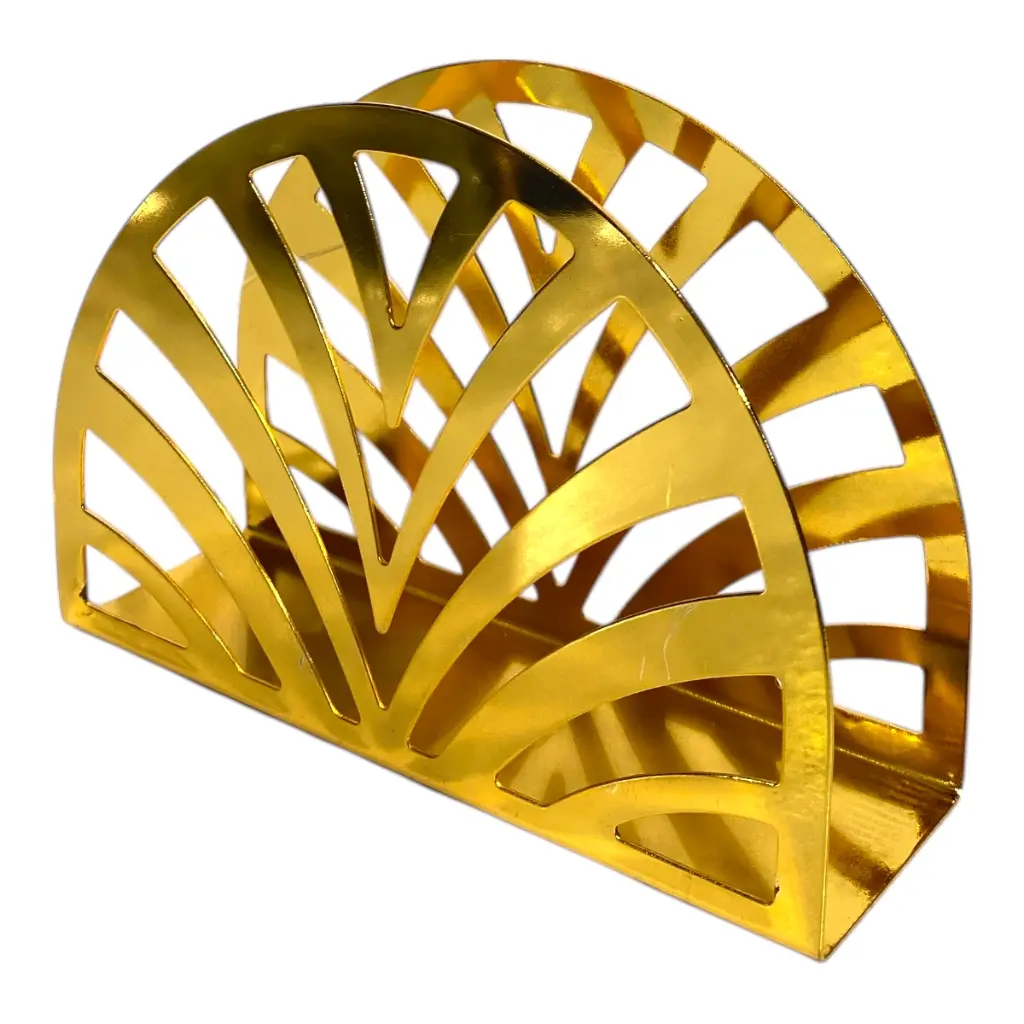 PORTA SERVILLETA DE METAL CROMADO DORADO 13X4X9CM