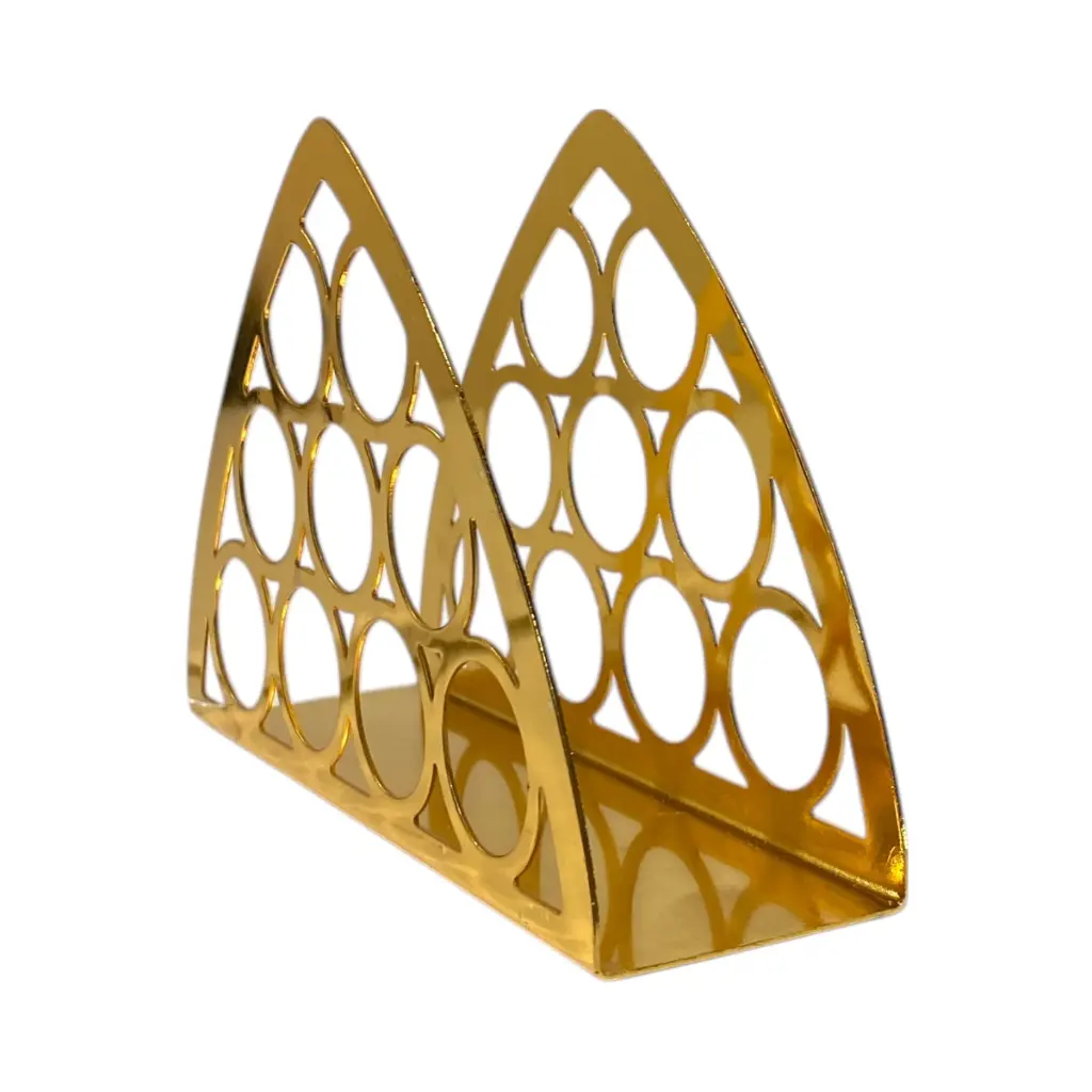PORTA SERVILLETA DE METAL CROMADO DORADO 13X4X9CM