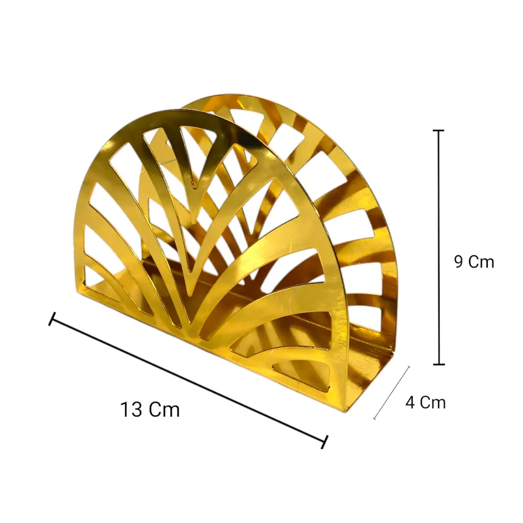 PORTA SERVILLETA DE METAL CROMADO DORADO 13X4X9CM