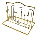 PORTA TAZAS O VASOS 6 PUESTOS DE METAL DORADO 26X17.5X21CM