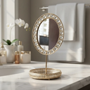 ESPEJO METALICO DORADO Ø16X32CM