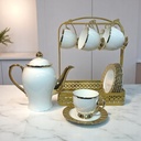 SET DE TETERA 14PZ. TAZA Y PLATOS. TETERA 1200ML (25.5X21CM), TAZA 230ML(12X7.5CM), PLATO(15CM)