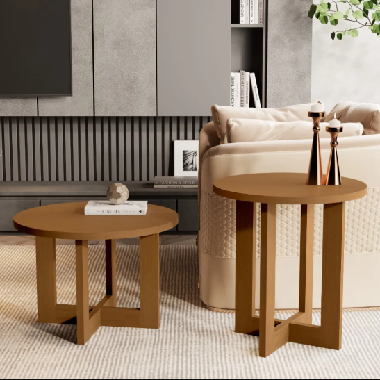 MESA DE CENTRO DE TRUPAN JB8002 CANELA MADERADO  Ø50X57CM 