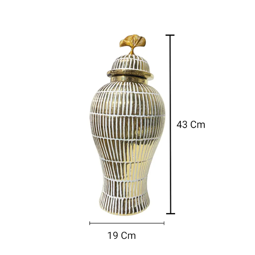 JARRON GINGER DORADO DE PORCELANA  Ø19X43CM