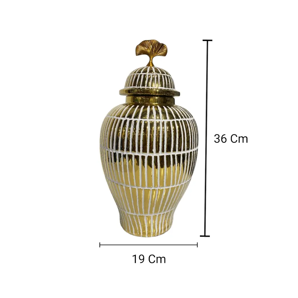 JARRON GINGER DORADO DE PORCELANA  Ø19X36CM