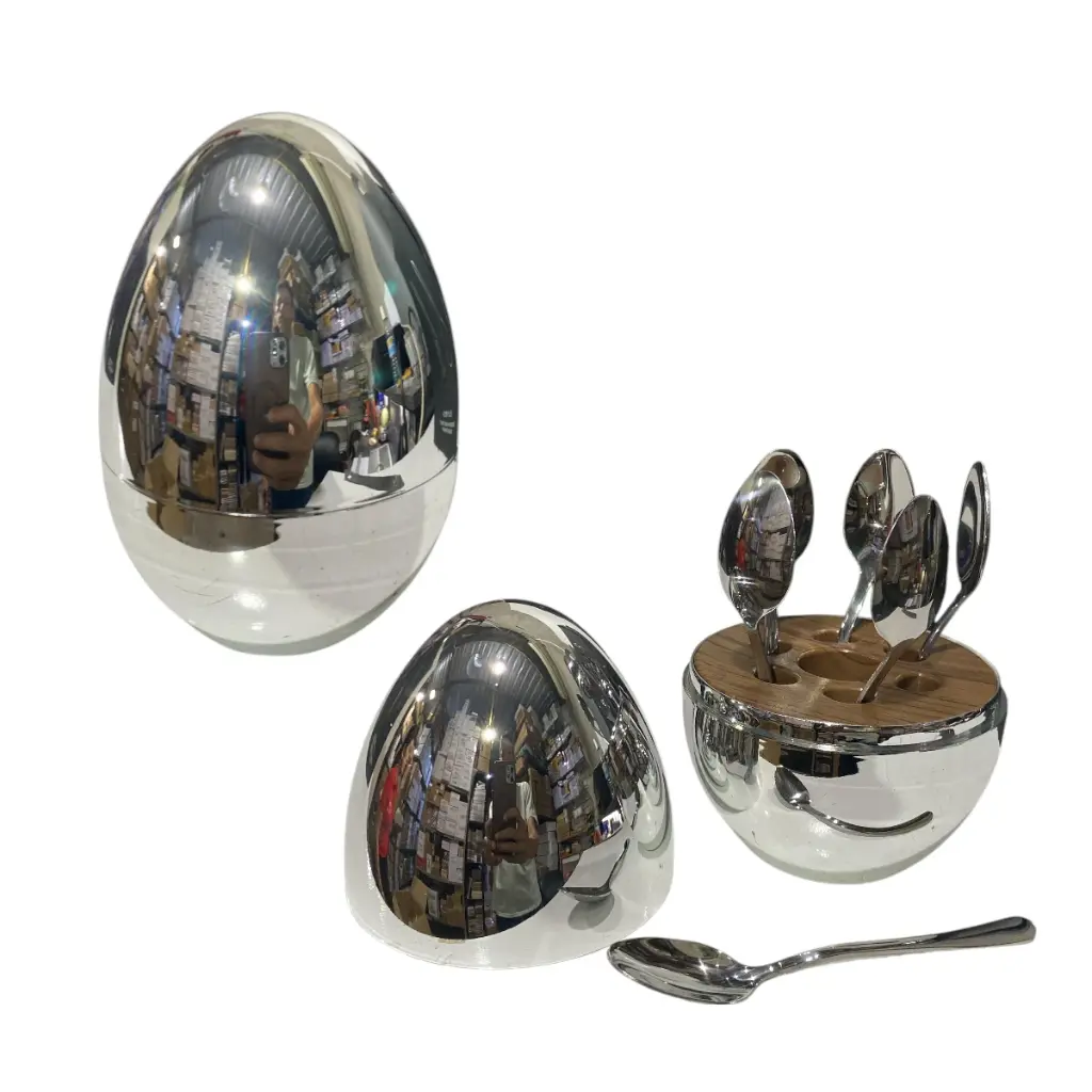 CUCHARITAS SETX6 HUEVO PLATEADO