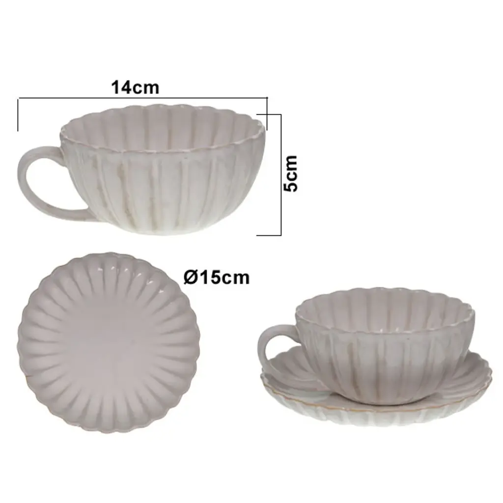 TAZA CON PLATO PORCELANA DOLOMITA REF:HM1479/TJL-25ST626229 15.5CM 10OZ.