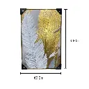 CUADRO AL OLEO  PLUMAS DORADO/BLANCO C/MARCO FILO DORADO 60X90CM 