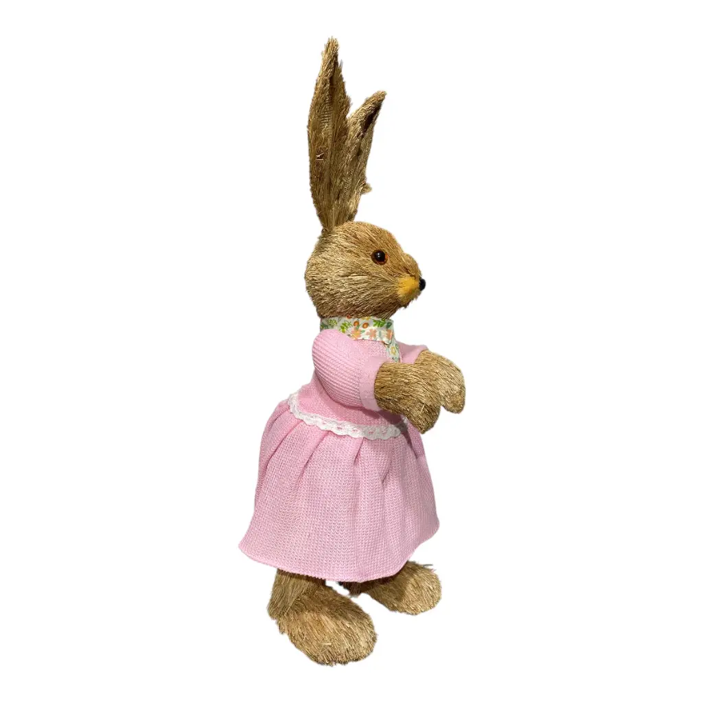 CONEJA PASCUA YUTE BESTIDO ROSA 25X27X60CM