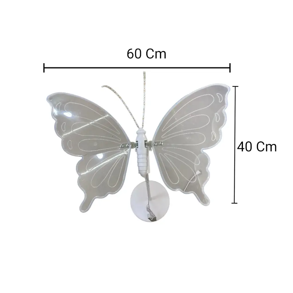 MARIPOSA C/LUZ LED Y MOVIMIENTO 60CM 12V CON BASE AJUSTABLE
