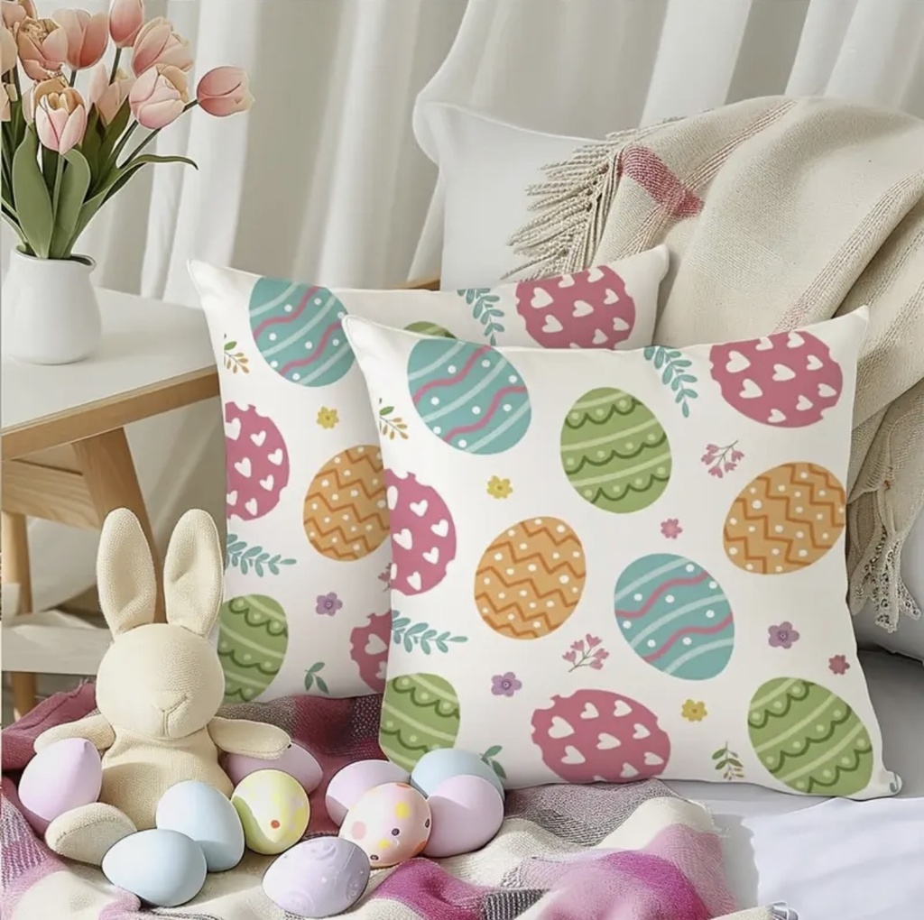 FORRO DE COJIN PASCUA HUEVO COLORES 40X40CM