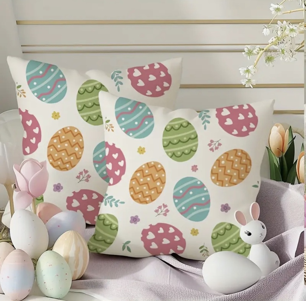 FORRO DE COJIN PASCUA HUEVO COLORES 40X40CM