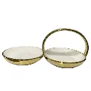 BANDEJA CENTRO MESA PORCELANA DORADA/BLANCO 31X15X12CM