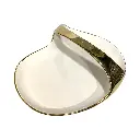 BANDEJA CENTRO DE MESA DORADA/BLANCO, PORCELANA 34X29X12CM