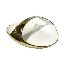 BANDEJA CENTRO DE MESA DORADA/BLANCO, PORCELANA 34X29X12CM