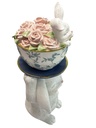 CONEJO CON TAZA Y ROSAS 13.5X30CM