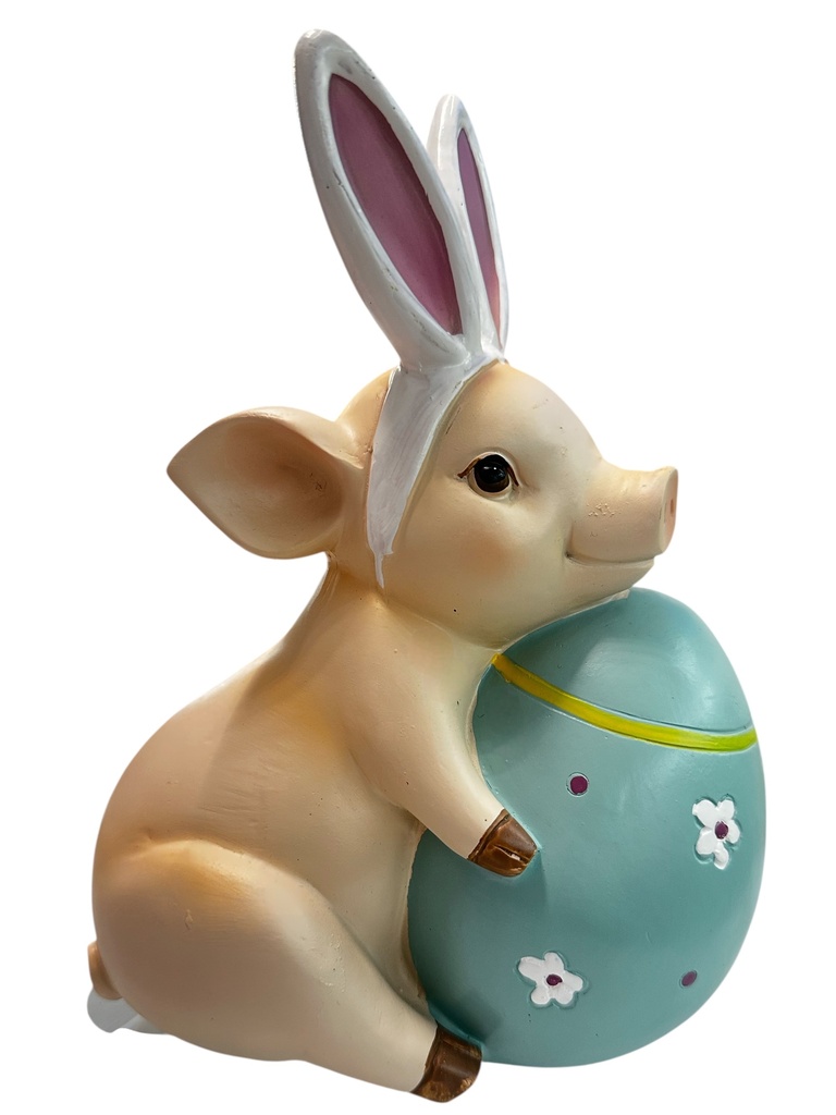 CERDITO CON HUEVO DE PASCUA 15.5X23CM