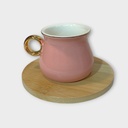 TAZA CERAMICA 5.5X8.5CM CON PLATO BAMBU 11CM 