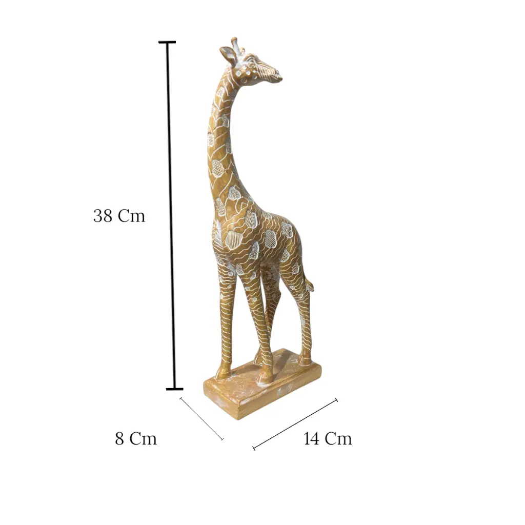 FIGURA DECO JIRAFA BEIGE, POLIRESINA. REF:ES28735 14X8X38CM