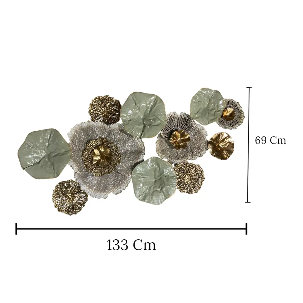 APLIQUE DECOR METALICO FLORES DORADO/VERDE REF:ES28788/16169 133X69X9.5CM