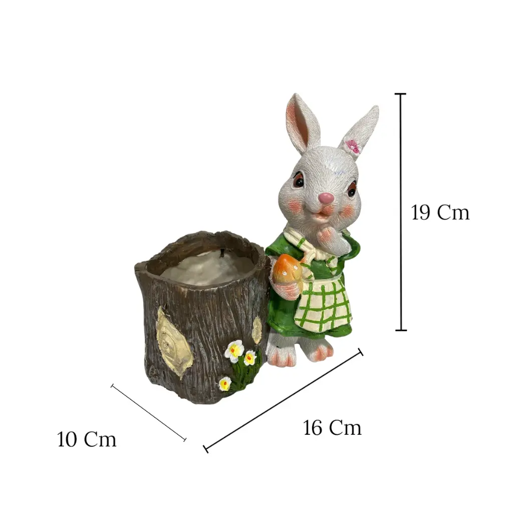 CONEJO CON MACETA POLIRESINA 16X10X19CM
