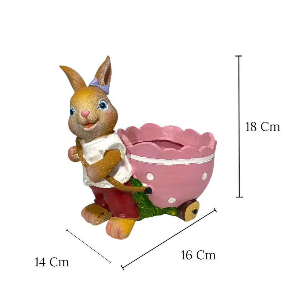 CONEJO CON MACETA POLIRESINA 16X14X18CM 