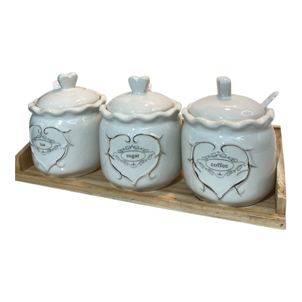 SET DE RECIPIENTES PORCELANA 30.5X10.5X13CM